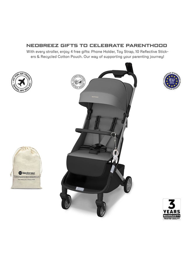 neobreez NEOLITE Ultra-Compact Lightweight Cabin-Approved Travel Baby Toddler Stroller|Quick Compact One-Hand Fold Pushchair, UPF 50+ Canopy, Gift Bag, Phone Holder, Toy Strap|0-4yrs, 22kg, 3yrs Warranty  - Image 4