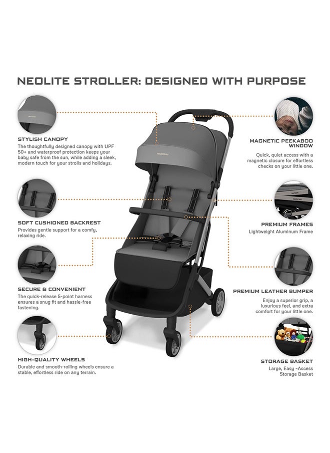 neobreez NEOLITE Ultra-Compact Lightweight Cabin-Approved Travel Baby Toddler Stroller|Quick Compact One-Hand Fold Pushchair, UPF 50+ Canopy, Gift Bag, Phone Holder, Toy Strap|0-4yrs, 22kg, 3yrs Warranty  - Image 3