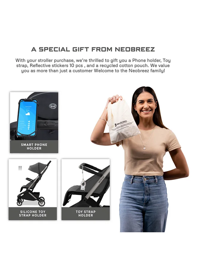 neobreez NEOLITE Ultra-Lightweight Cabin Size Approved Travel Compact Foldable Kids Baby Toddler Stroller, One-Hand Fold Baby Trolley, Adjustable Seat, UPF 50+Canopy, 0-4yrs,  22kg, 3yrs Warranty