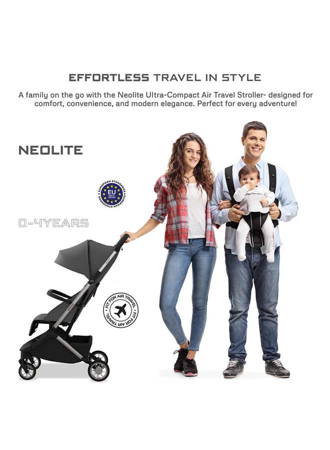 neobreez NEOLITE Ultra-Lightweight Cabin Size Approved Travel Compact Foldable Kids Baby Toddler Stroller, One-Hand Fold Baby Trolley, Adjustable Seat, UPF 50+Canopy, 0-4yrs,  22kg, 3yrs Warranty