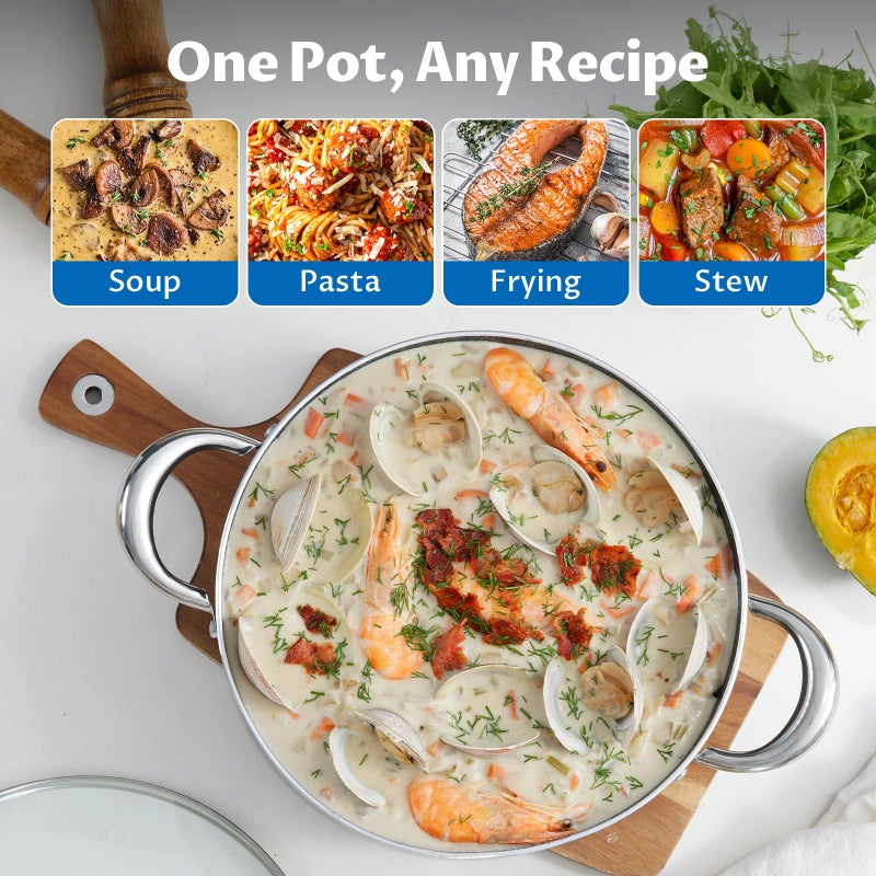 BEZIA 6 Quart Nonstick Stock Pot with Lid, Induction Cooking Pot Soup Pot, Non-toxic and Oven Safe, Perfect for Stews, Soups and All Stovetops, PFOA PFAS Free - Image 4