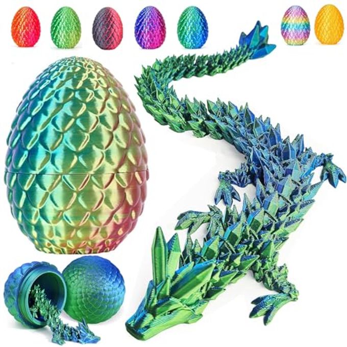 EASTER DRAGON EGGS WITH DRAGON INSIDE 12IN 3D PRINTED DRAGON EASTER EGGBASKET ESSENTIALS STUFFERSPREFILLED EASTER EGG FILLED WITH TOYBASKET STUFFERSFIDGET TOY FOR KID BOYLASERGREEN