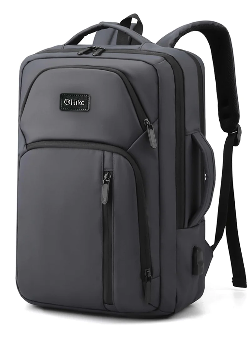 هايك Hike Unisex Durable Laptop Backpack Water Resistant Casual Daypack with Built in USB Port for Travel/Business/College/School, HK2109-GREY