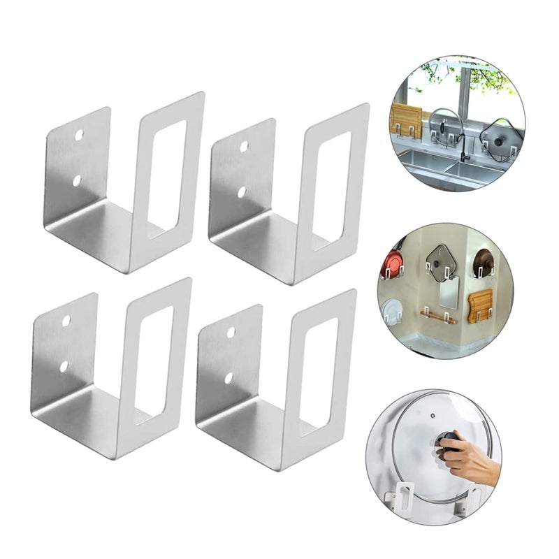 Black 4 Pcs Multi Functional Kitchen Storage Rack Pot Lid Cutting Board Organizer - Image 4