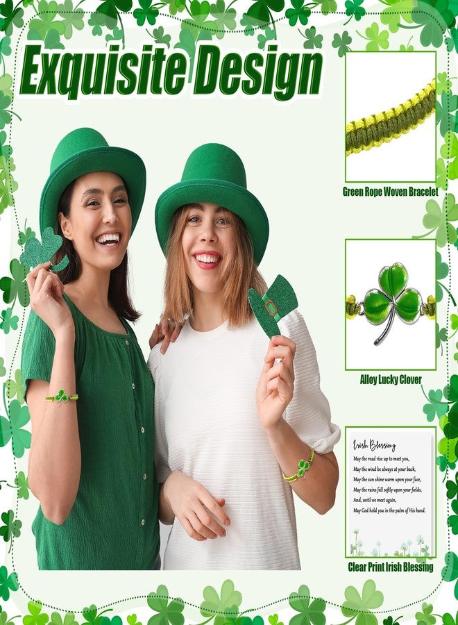 Ferreve 50 Sets St. Patrick's Day Bracelets Lucky Shamrock Bracelets with Card for Women - Image 3