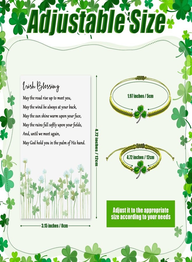 Ferreve 50 Sets St. Patrick's Day Bracelets Lucky Shamrock Bracelets with Card for Women - Image 2