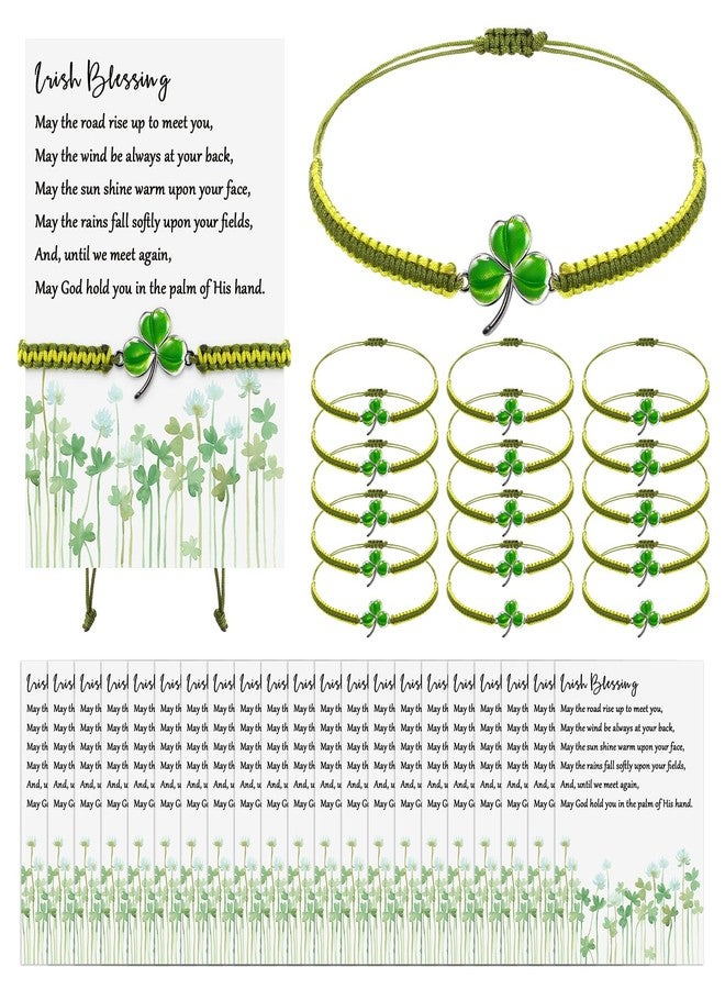 Ferreve 50 Sets St. Patrick's Day Bracelets Lucky Shamrock Bracelets with Card for Women - Image 1