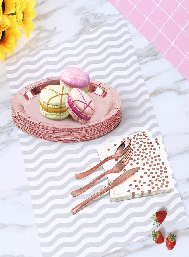 LIUGUSUN Rose Gold Birthday Party Favors for Women Rose Gold Plates and Napkins Party Supplies,Disposable Paper Plates and Cups Set for First Day of School,Bridal Shower,Baby Showers,Christmas, Serves 20 - Image 2