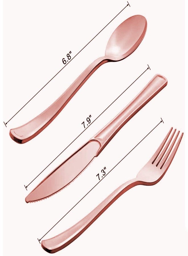 LIUGUSUN Rose Gold Birthday Party Favors for Women Rose Gold Plates and Napkins Party Supplies,Disposable Paper Plates and Cups Set for First Day of School,Bridal Shower,Baby Showers,Christmas, Serves 20 - Image 4