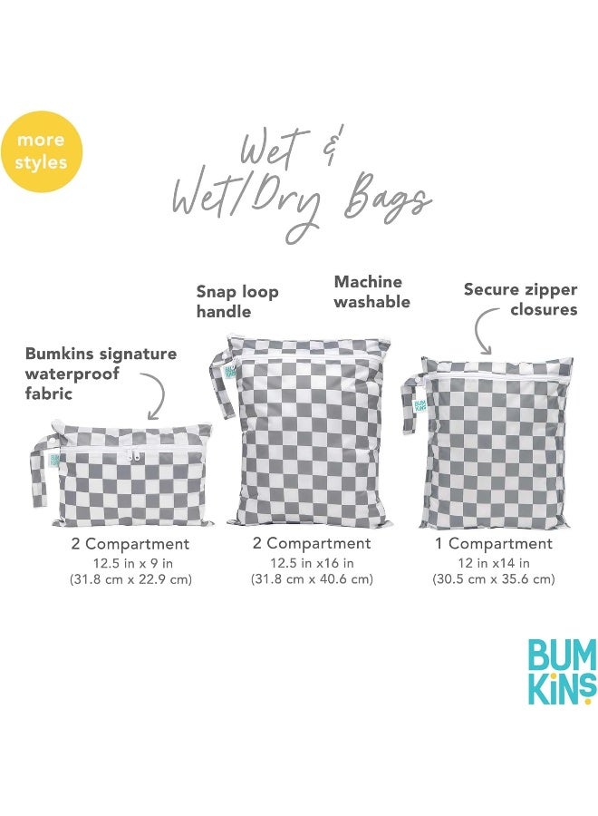 Bumkins Waterproof Wet Bag for Baby, Travel, Swim Suit, Cloth Diapers, Pump Parts, Pool, Beach, Gym Clothes, Toiletry, Hook to Stroller, Daycare, Zipper Reusable Wetdry Packing Pouch, Ocean Life Blue - Image 5