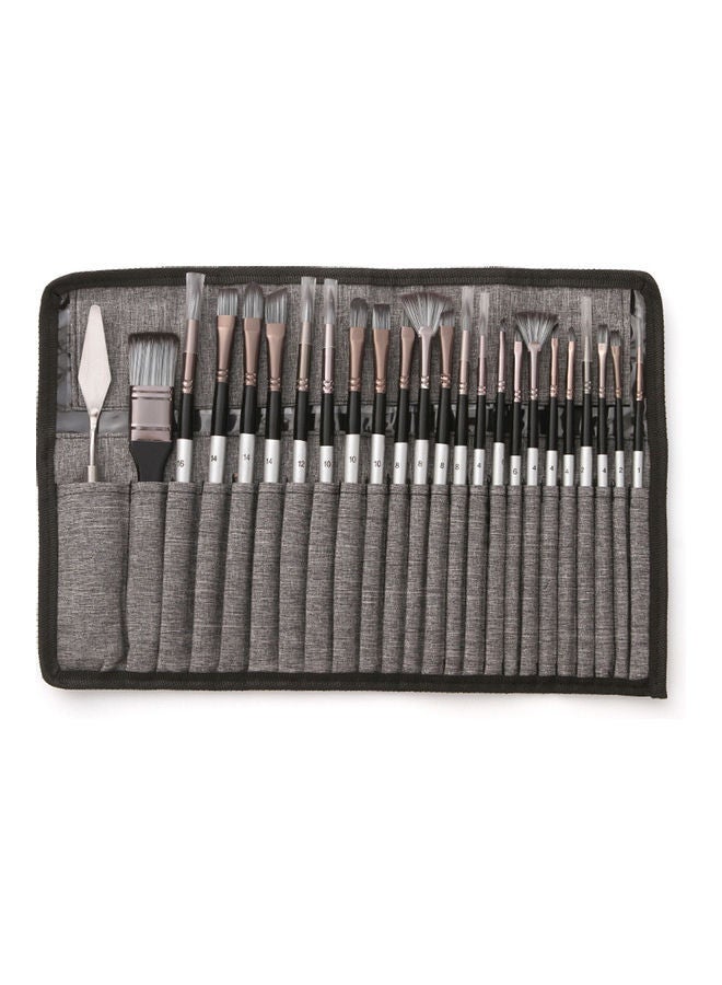 نيبمينينت طقم فرش طلاء مكون من 23 قطعة مع مكشطة وحقيبة تخزين فضي/ أسود/ رمادي - Image 1