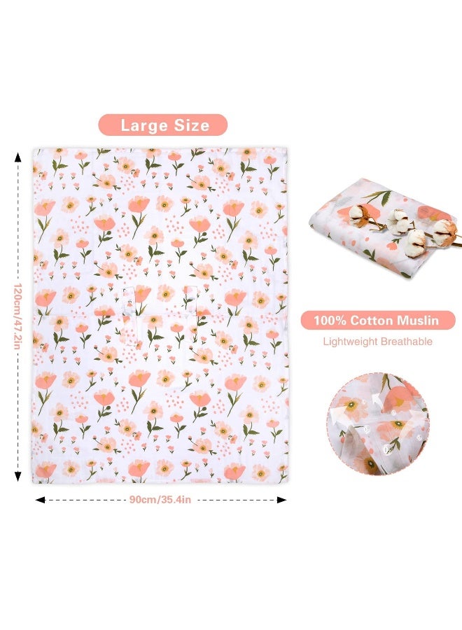 Metplus Muslin Carseat Cover for Babies, Metplus Breathable Infant Carseat Cover Lightweight Baby Carrier Cover for Girls Boys, Fit Spring Summer/Hot Days/Warm Weather, Pink Floral - Image 3