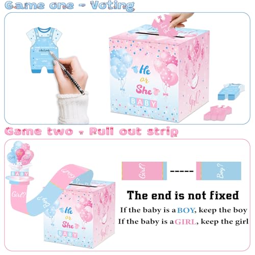 WNINK Baby Gender Reveal Pull Out Game with Voting Box, Gender Reveal Games, Fun Baby Shower Activity Keepsake, 50 Ballot Cards Boy or Girl Voting Box, Boy or Girl Party Supplies - Image 3