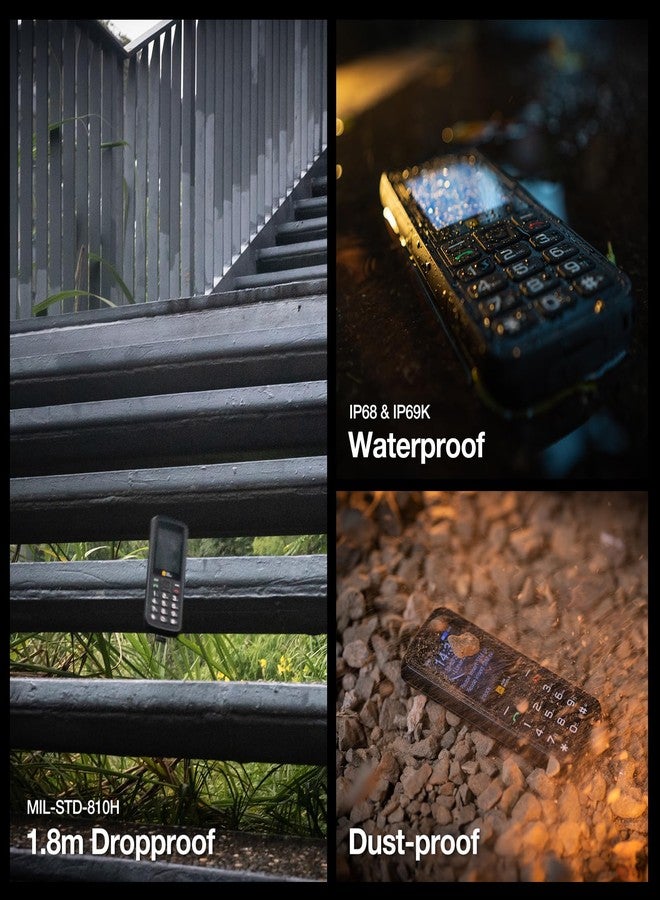 AGM هاتف محمول AGM M9 ذو الميزات القوية، هاتف محمول أساسي بتقنية 4G، مقاوم للماء والسقوط، أزرار كبيرة، خط كبير، اتصال سريع، 3 فتحات للبطاقات، راديو FM، مصباح يدوي، بطاريتان 1000 مللي أمبير/ساعة، متوافق مع T-Mobile فقط - Image 3