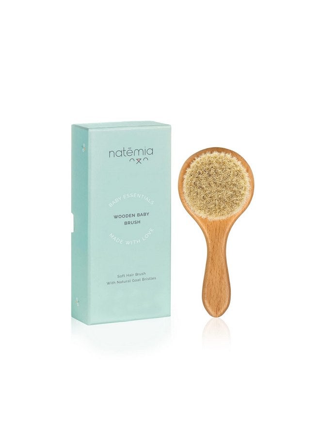 Natemia Natemia Wooden Baby Hair Brush | Natural Soft Bristles for Newborns & Toddlers | Gentle Cradle Cap Care | Ideal Baby Registry Gift - Image 1