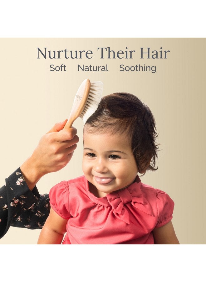 Natemia Natemia Wooden Baby Hair Brush | Natural Soft Bristles for Newborns & Toddlers | Gentle Cradle Cap Care | Ideal Baby Registry Gift - Image 2