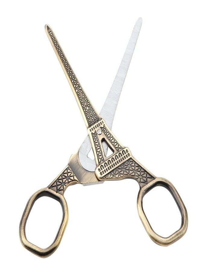 Eujgoov DIY Fashionable Eiffel Tower Shape Sewing Shears Stainless Steel Scissors for Embroidery Sewing Craft Art Work(Bronze) - Image 2
