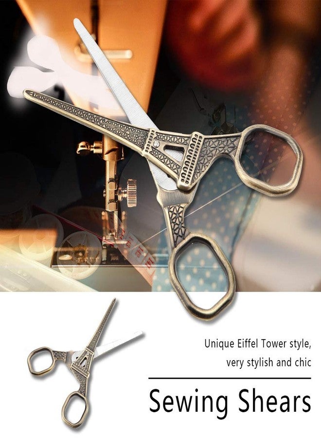 Eujgoov DIY Fashionable Eiffel Tower Shape Sewing Shears Stainless Steel Scissors for Embroidery Sewing Craft Art Work(Bronze) - Image 3