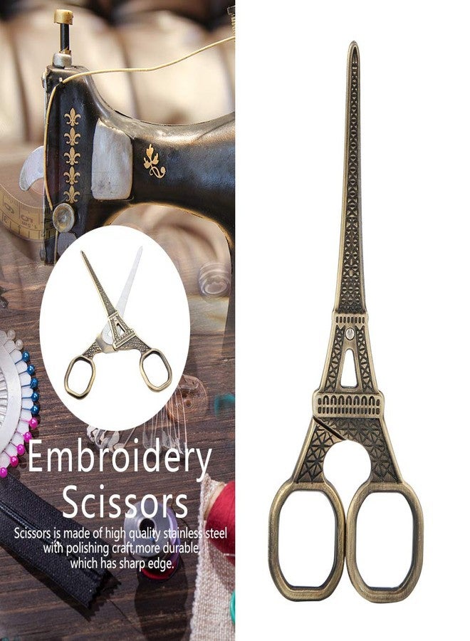 Eujgoov DIY Fashionable Eiffel Tower Shape Sewing Shears Stainless Steel Scissors for Embroidery Sewing Craft Art Work(Bronze) - Image 4