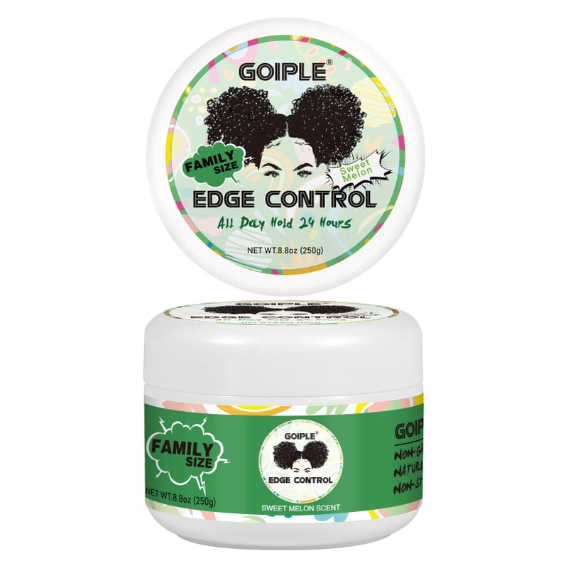 Goiple 8.8 OZ Edge Control Wax for Women Strong Hold Non-greasy Edge Control Smoother Edge Wax Styling Gel Edge Control for Black Hair No Flaking, White Residue, Shine and Smooth (Sweet Melon) - Image 1