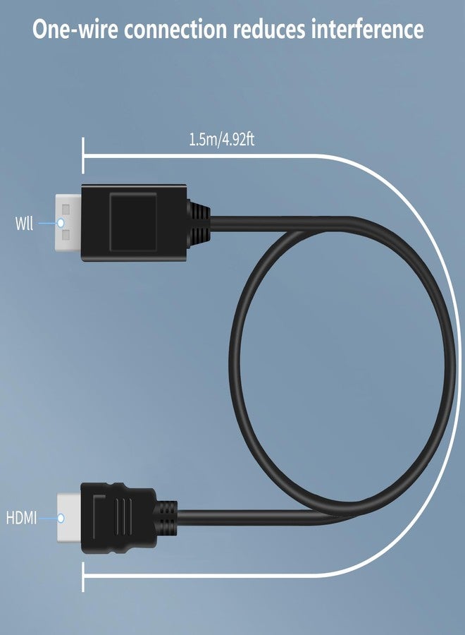 HOXIBSL 5ft WII to HDMI Converter Cable Adapter,for use with Full HD 1080P Devices with an HDMI Port,Compatible with WII,U,HDTV, Monitor (Black) - Image 5