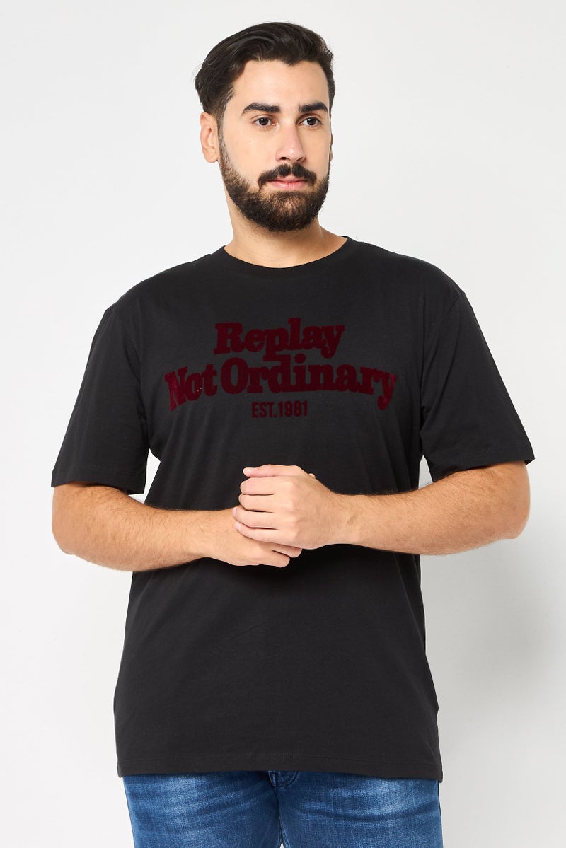 Replay Men Crew Neck Short Sleeve Brand Logo T Shirt, Black - Image 1