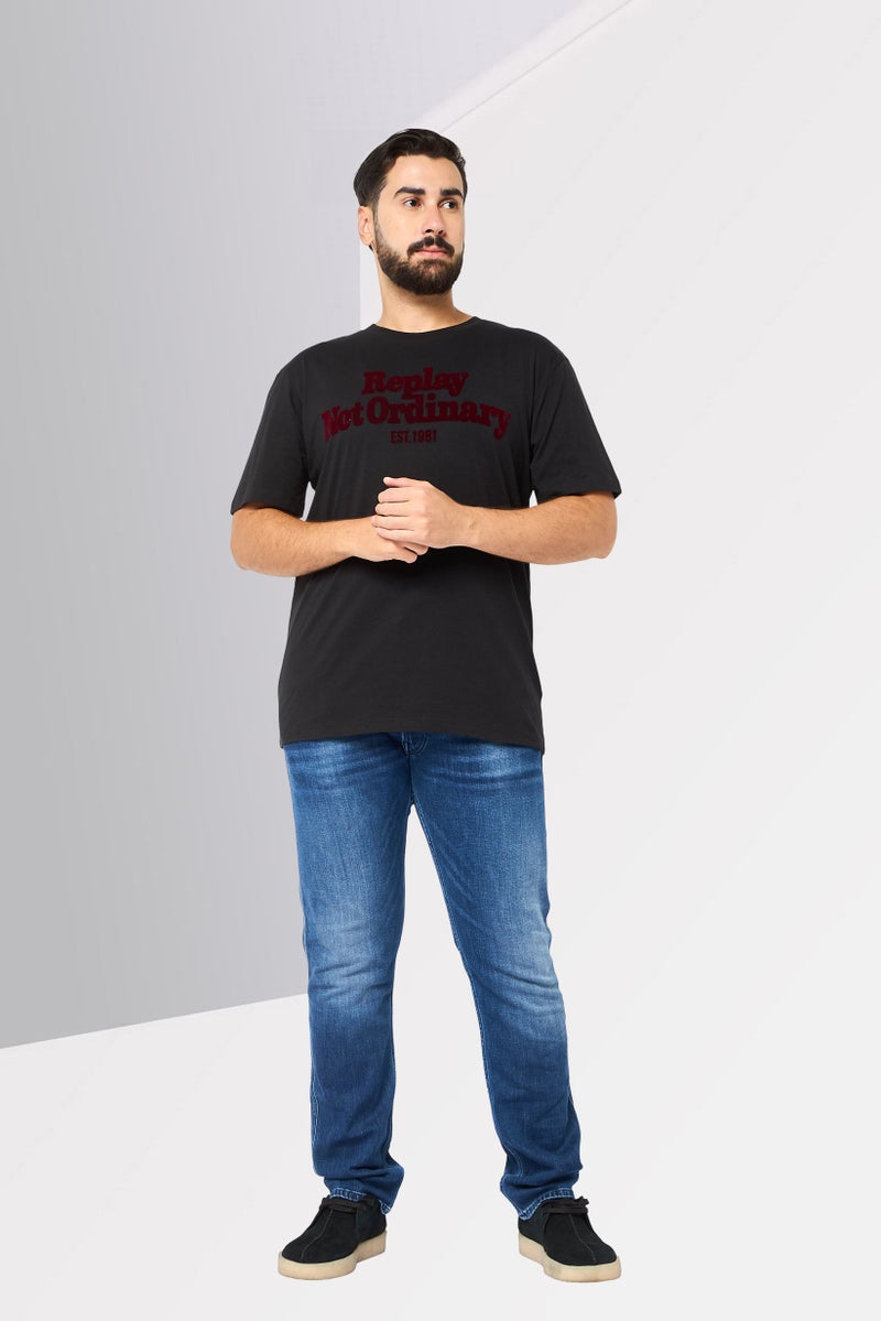 Replay Men Crew Neck Short Sleeve Brand Logo T Shirt, Black - Image 2