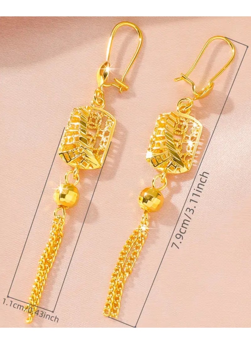 GOLDMAX Elegant 21k Gold Plated Drop Earrings For Women  - Image 4