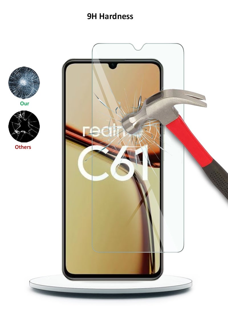دبليو تيك Realme C61 / Realme C63 4G 2024 Premium Series حواف منحنية 9H 2.5D واقي شاشة من الزجاج المقوى - شفاف - Image 2