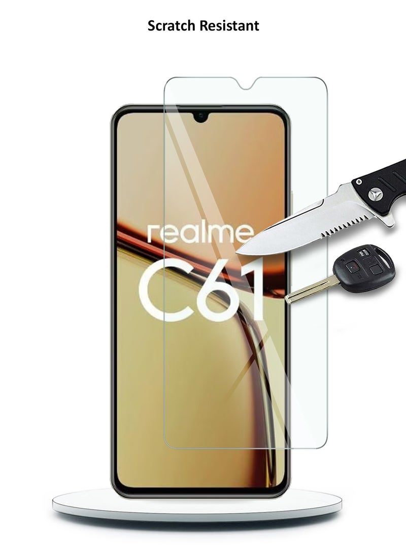 دبليو تيك Realme C61 / Realme C63 4G 2024 Premium Series حواف منحنية 9H 2.5D واقي شاشة من الزجاج المقوى - شفاف - Image 4