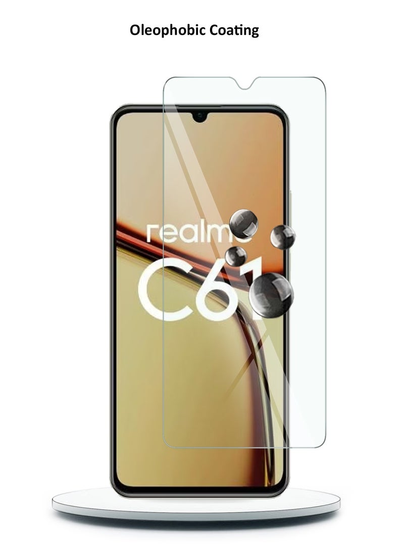 دبليو تيك Realme C61 / Realme C63 4G 2024 Premium Series حواف منحنية 9H 2.5D واقي شاشة من الزجاج المقوى - شفاف - Image 5