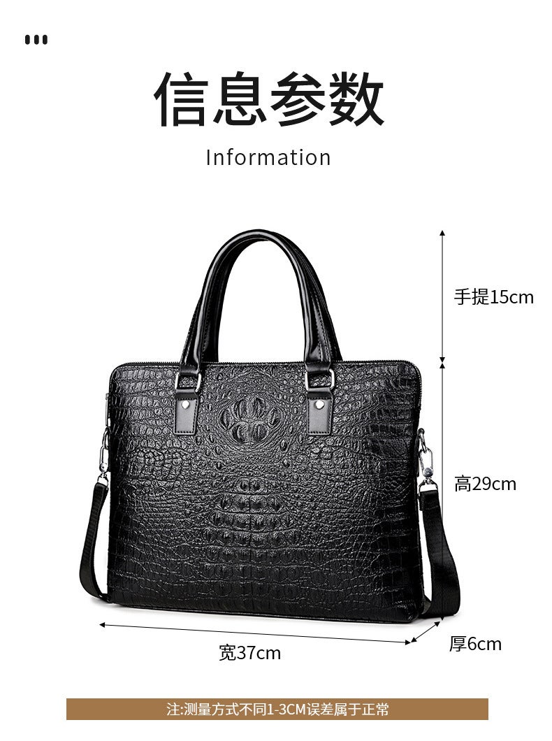New High-End Business All-Match Fashion Meeting Crocodile Pattern Backpack Leather Bag Business Bag Handbag Men'S Briefcase - Image 4
