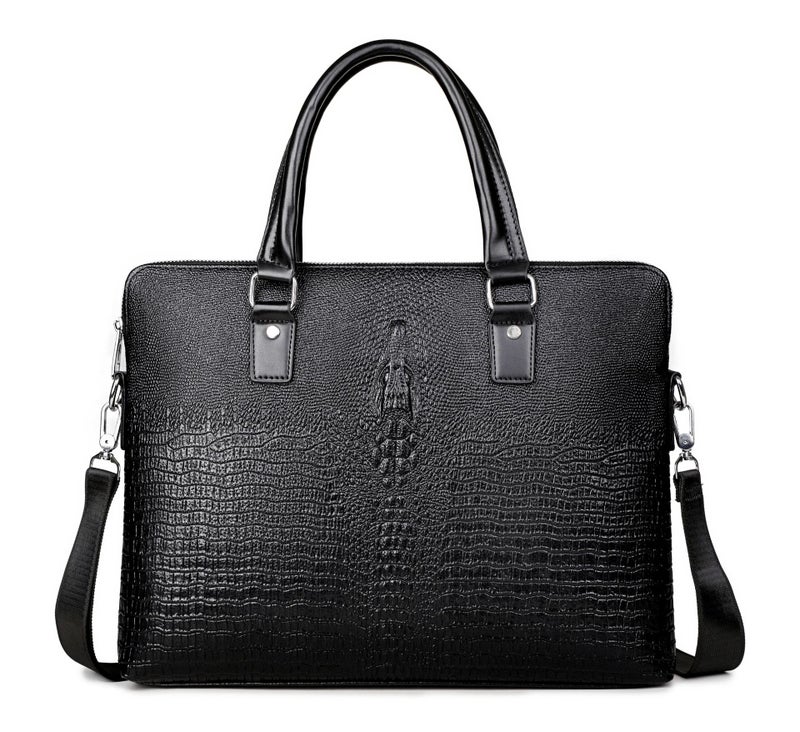 New High-End Business All-Match Fashion Meeting Crocodile Pattern Backpack Leather Bag Business Bag Handbag Men'S Briefcase - Image 1