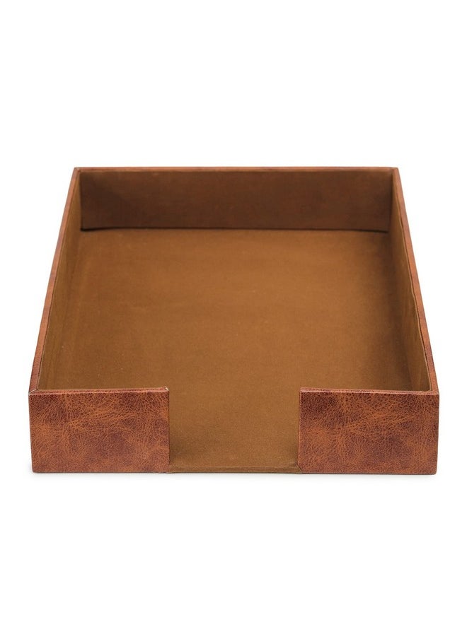 AZYEEA AZYEEA - Leather A4 office Rectangular Paper Tray Stackable Letter Trays for Jewelry Display for Home Room Desk Organiser Accessories (Tan colour)  - Image 2