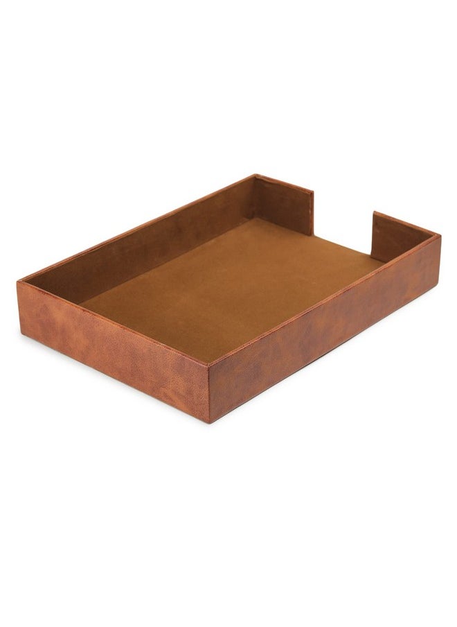 AZYEEA AZYEEA - Leather A4 office Rectangular Paper Tray Stackable Letter Trays for Jewelry Display for Home Room Desk Organiser Accessories (Tan colour)  - Image 4