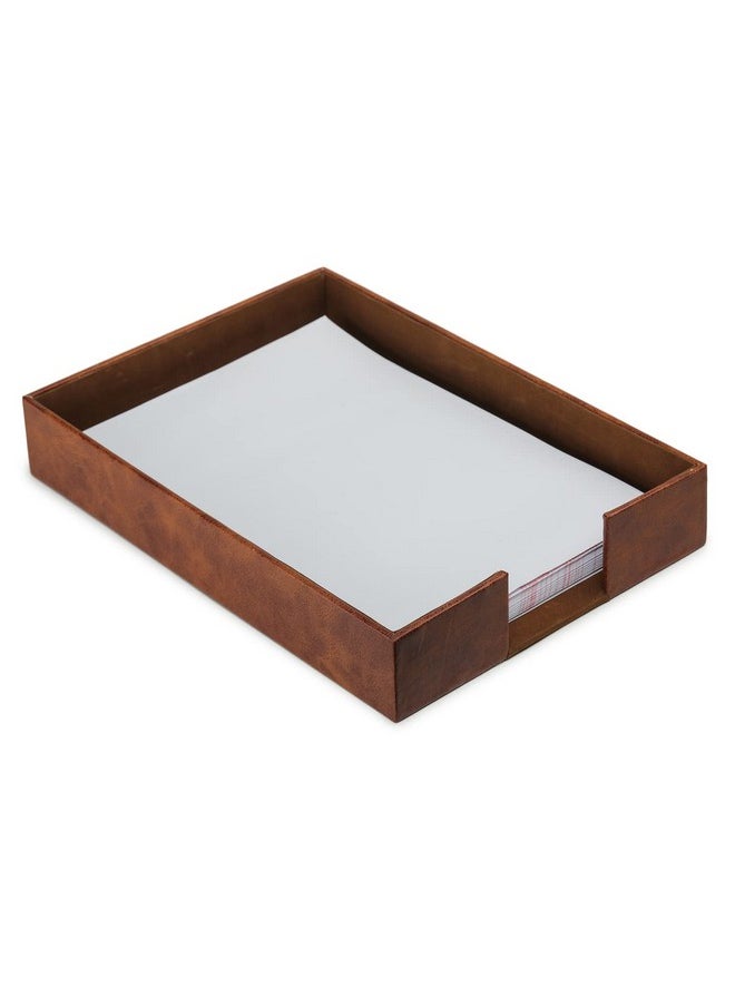 AZYEEA AZYEEA - Leather A4 office Rectangular Paper Tray Stackable Letter Trays for Jewelry Display for Home Room Desk Organiser Accessories (Tan colour)  - Image 1
