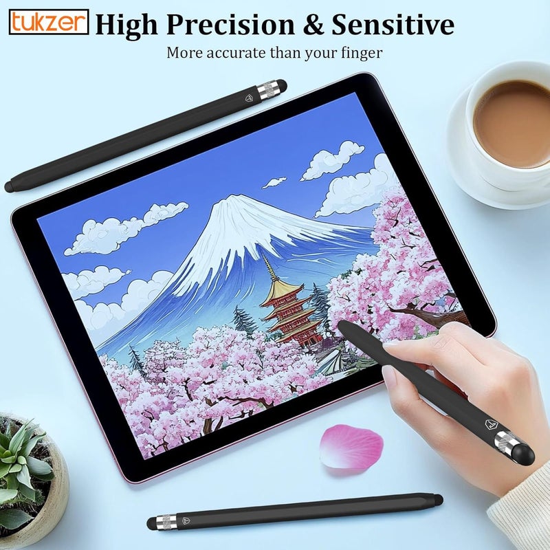 tuKZer 2in1 Tablet Stylus Pen with Soft Rubber Tip,Magnetic Aluminum Body,High Sensitivity & Precision Universal Capacitive Touchscreen Pen for iOS, Android,Smartphone,iPad,Pro,Air,iPhone-Carbon Black - Image 5