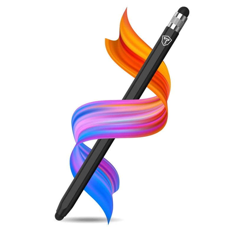 tuKZer 2in1 Tablet Stylus Pen with Soft Rubber Tip,Magnetic Aluminum Body,High Sensitivity & Precision Universal Capacitive Touchscreen Pen for iOS, Android,Smartphone,iPad,Pro,Air,iPhone-Carbon Black - Image 1