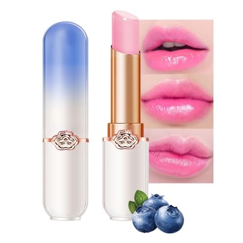 BINGBRUSH Peach Color Changing LipstickMoisturizer Long Lasting Lip Care Lip Balm Magic Lip Gloss Lip Tint Stain Gloss Set for Women 1pc Blueberry - Image 1