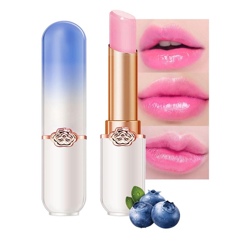BINGBRUSH Peach Color Changing LipstickMoisturizer Long Lasting Lip Care Lip Balm Magic Lip Gloss Lip Tint Stain Gloss Set for Women 1pc Blueberry - Image 2