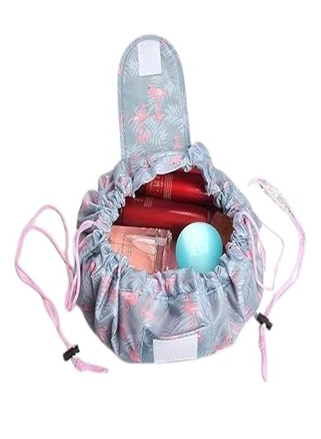 Agroha Cosmetic Organizer Bag, Large Waterproof Storage, Multicolor Flamingo Print, Makeup Brush Holder - Image 4