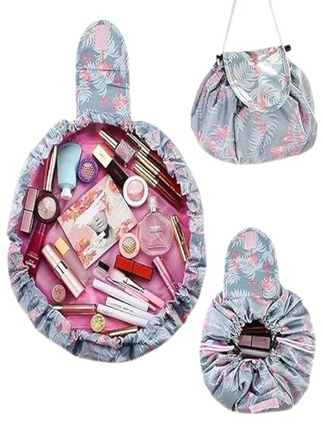 Agroha Cosmetic Organizer Bag, Large Waterproof Storage, Multicolor Flamingo Print, Makeup Brush Holder - Image 3