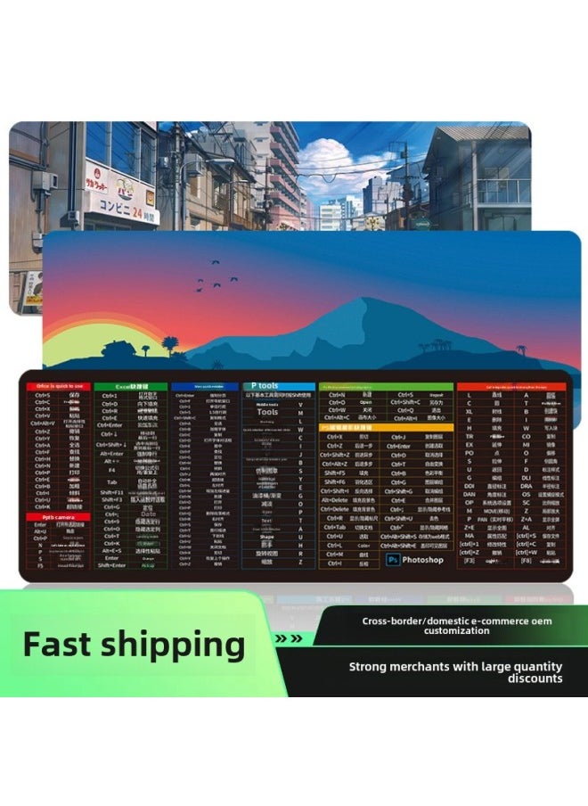 Internet Cafes Set E-commerce TikTok Color Lock Edge Cartoon Game Oversized Table Pad Thickened Mouse Pad-Color:300*800*2-Pattern:Customized According To Drawings