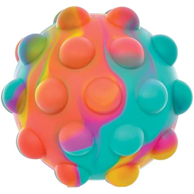 iscream Fidget Fun 2.5" Popper Ball for Calm and Focus - Groovy Tie Dye - Image 2