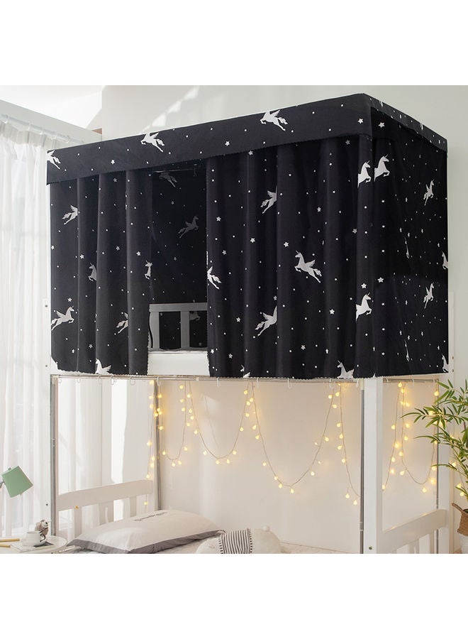 NIBEMINENT Upper Deck Curtain With Horse Design Cotton Black/White 195 x 90 115cm