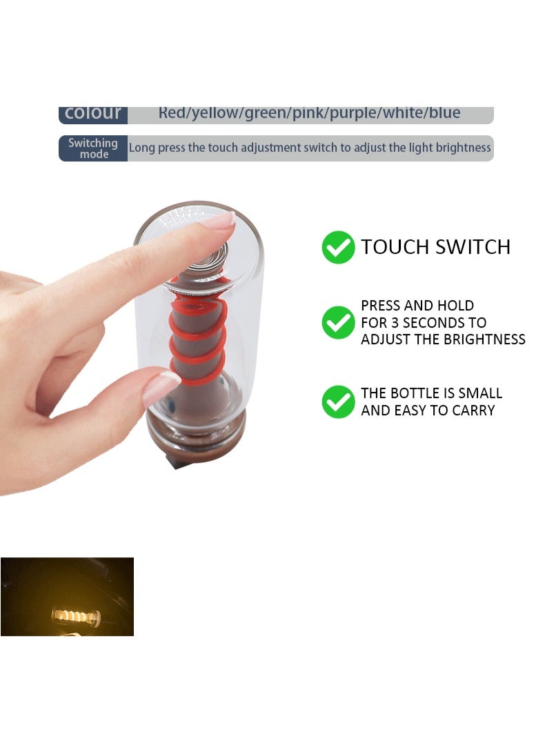 syta Portable USB Vacuum Tube Shaped LED Light, Flicker-Free Ceramic Filament Lamp, Touch Control Dimmable Night Light, Warm & Multi-Color Mood Lighting for Bedroom, Car Interior, Laptop & Power Bank use - Image 4