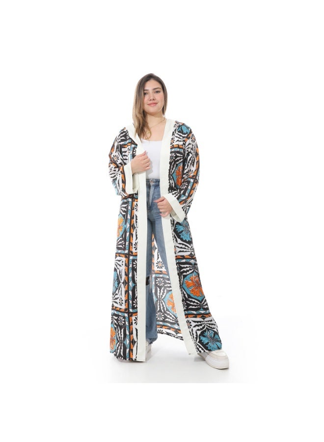 Coctail 1443-Satin Kaftan-Multi colors*black  - Image 1