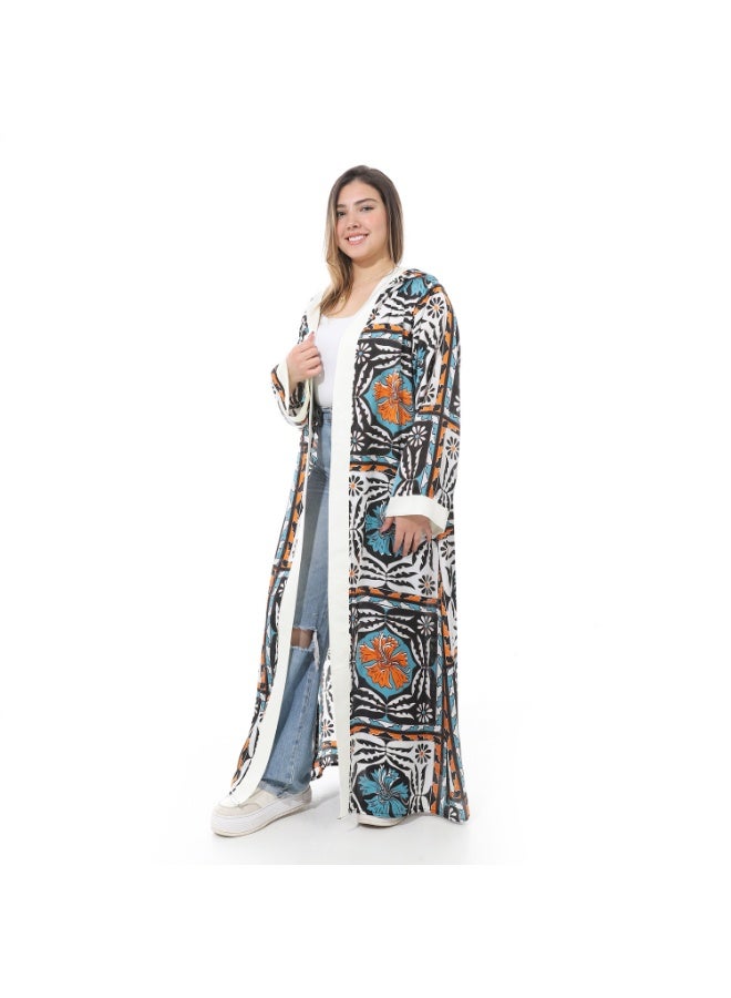 Coctail 1443-Satin Kaftan-Multi colors*black  - Image 2
