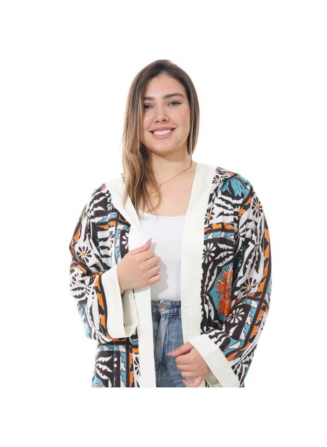 Coctail 1443-Satin Kaftan-Multi colors*black  - Image 5