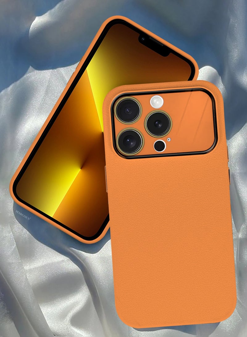Hard Silicone Case Cover for Apple iPhone 13 pro - Cover with Camera Protection Bumper - Auto Focus Design - Orange - Image 4